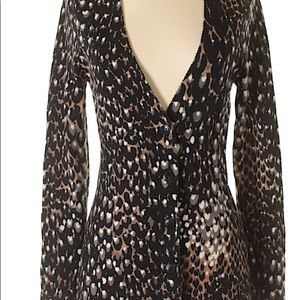 Trina Turk leopard wool Cardigan like new